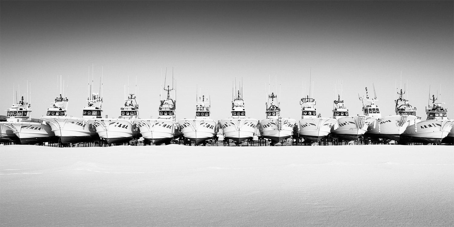 Japanese fishing boats. Soya Cape, Wakkanai, Hokkaido.