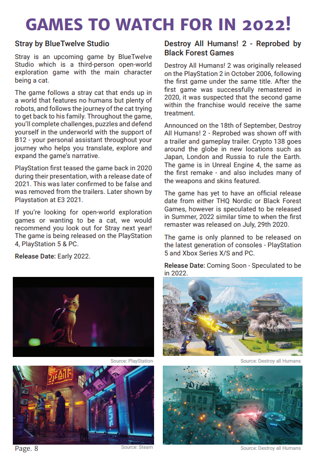 Article 3 - Games to Watch out in 2022