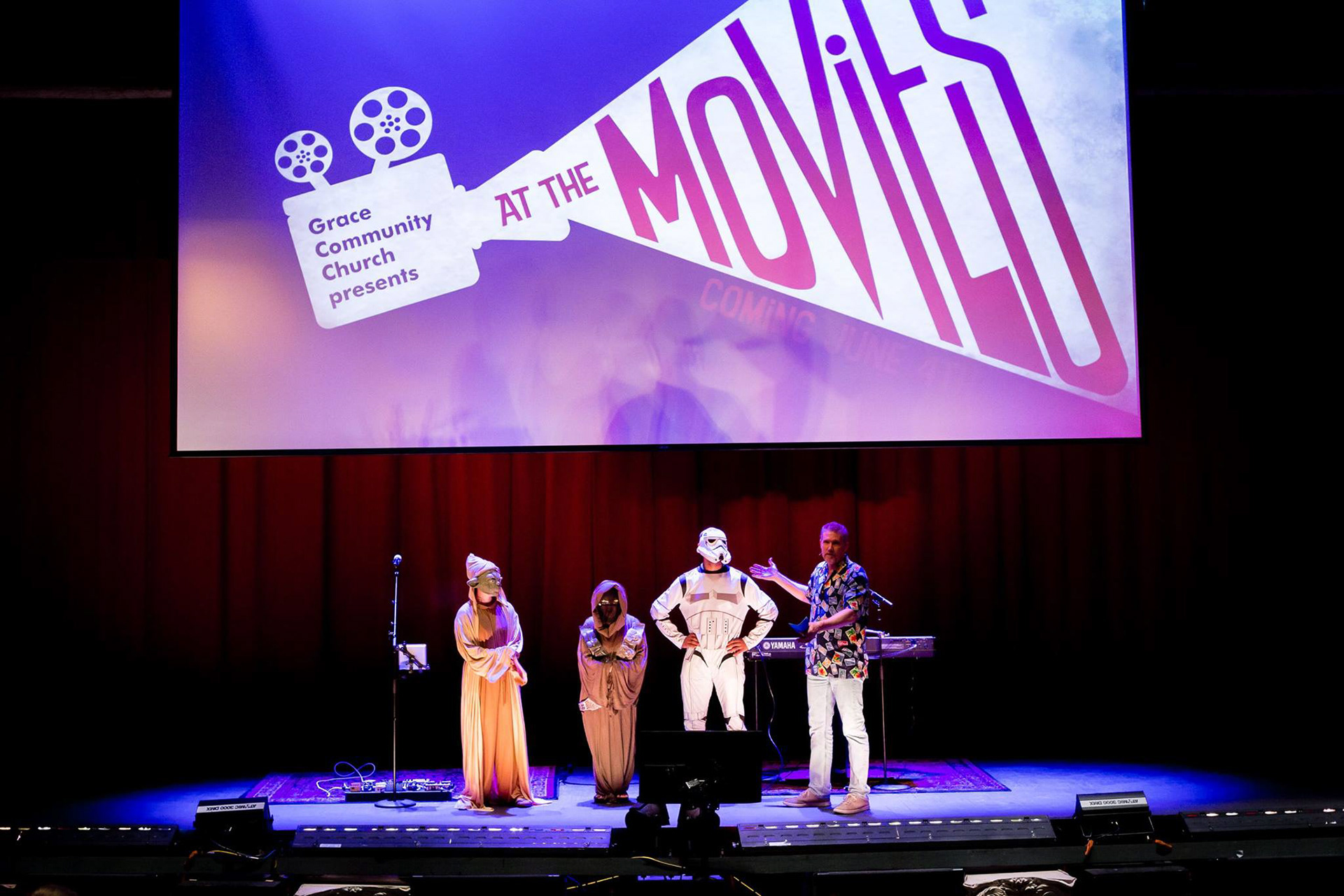 On-screen graphics for auditorium
