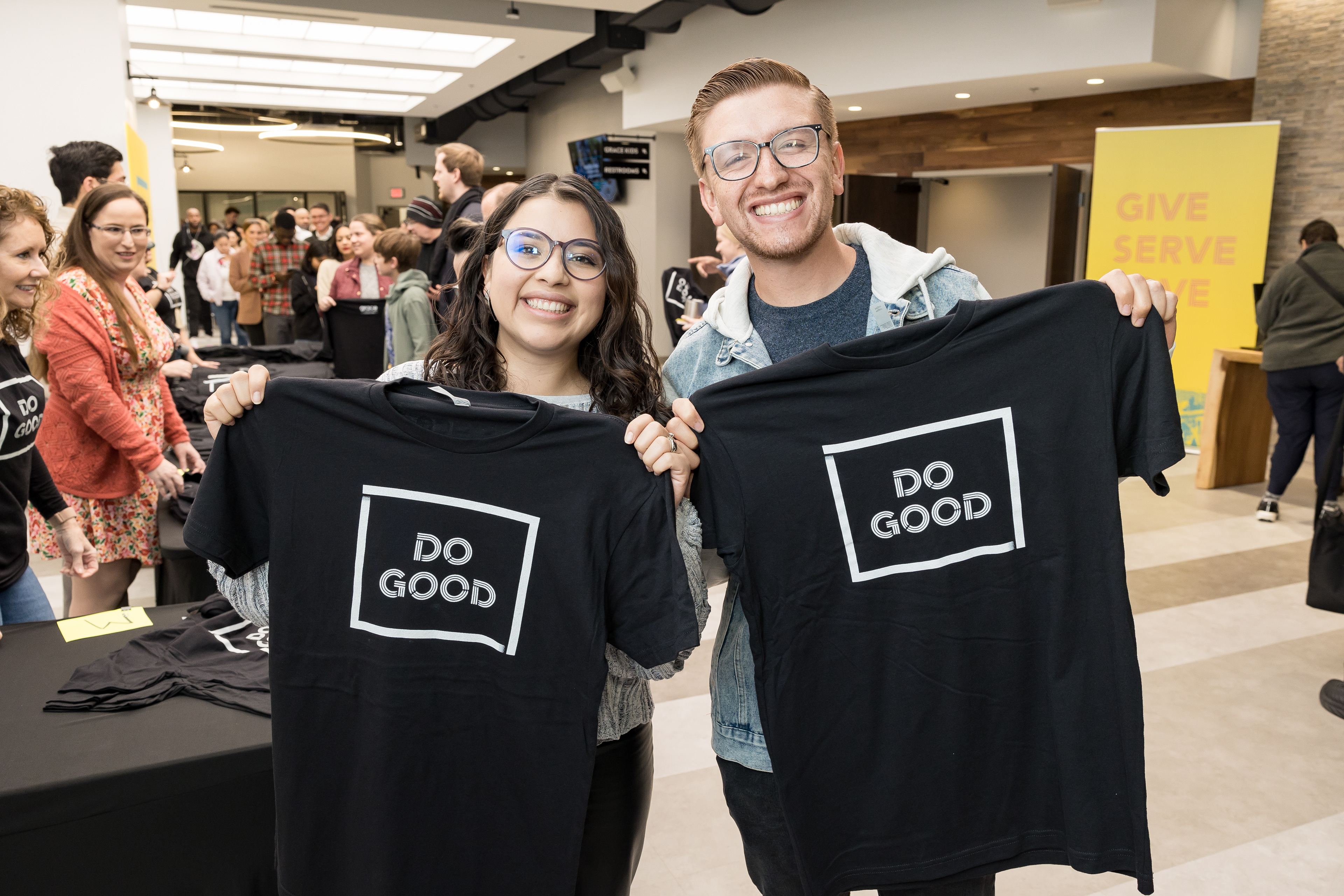 1,240 free shirts were given away to adults and kids.