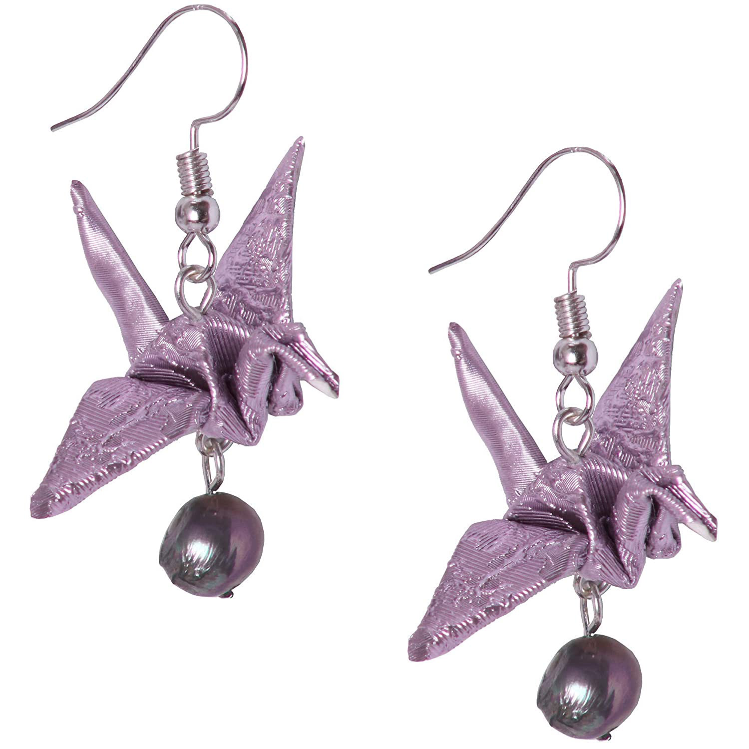 Metallic Purple Crane Earrings – mayajoyintheworld