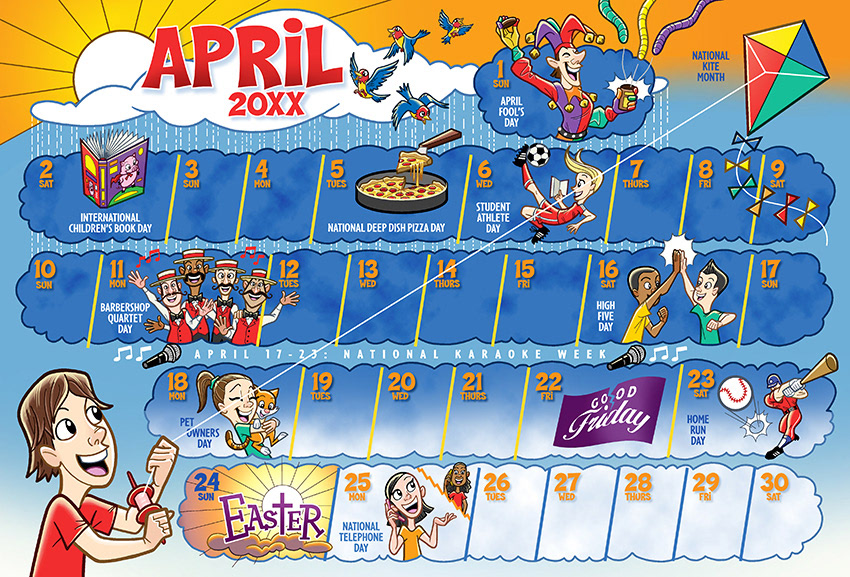 Greg Hardin Illustration - April kids calendar