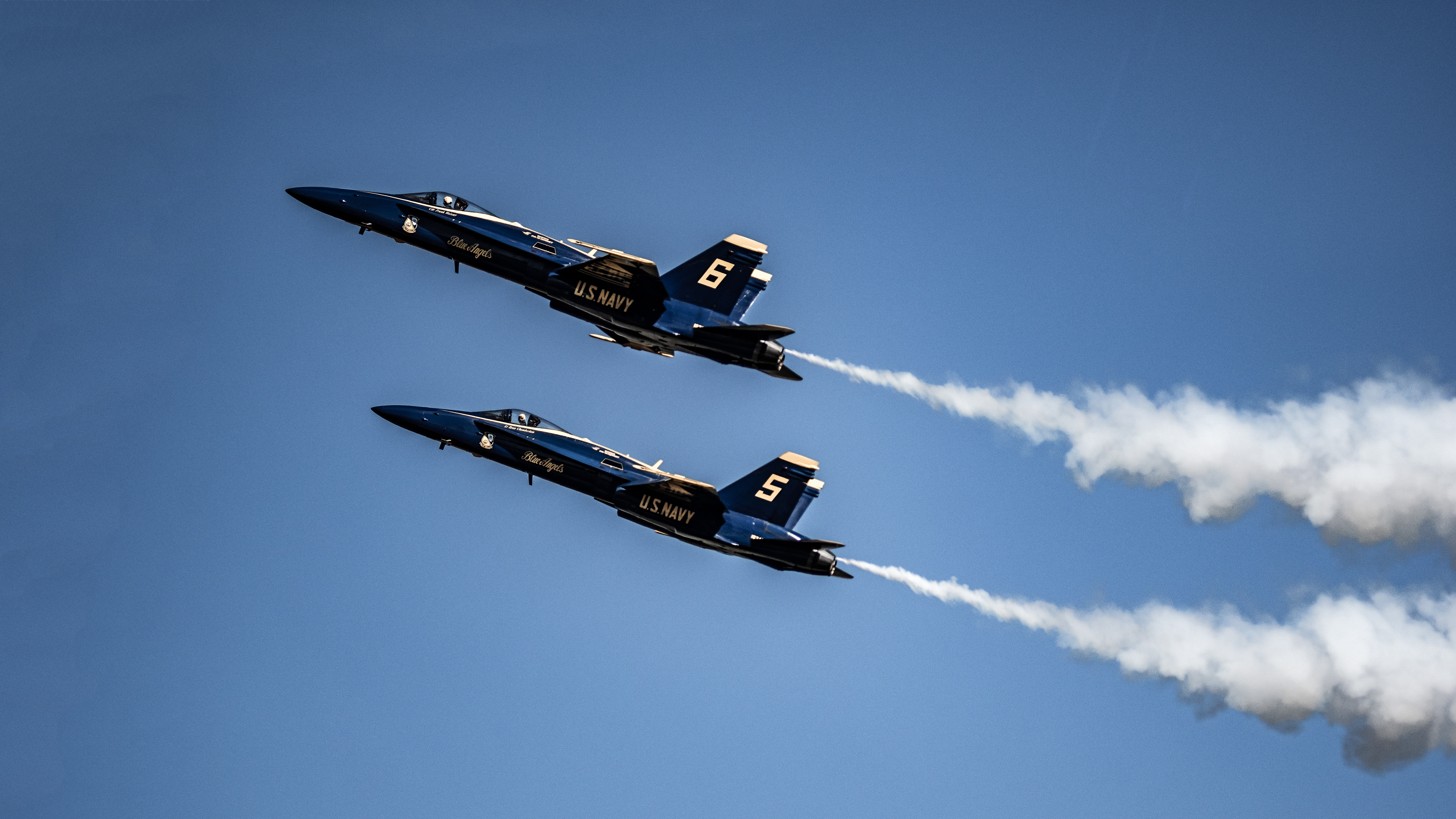 The United States Navy Air Demonstration Team The Blue Angles perform during the 2016 Wings Over Houston Airshow, Houston, Texas, USA.