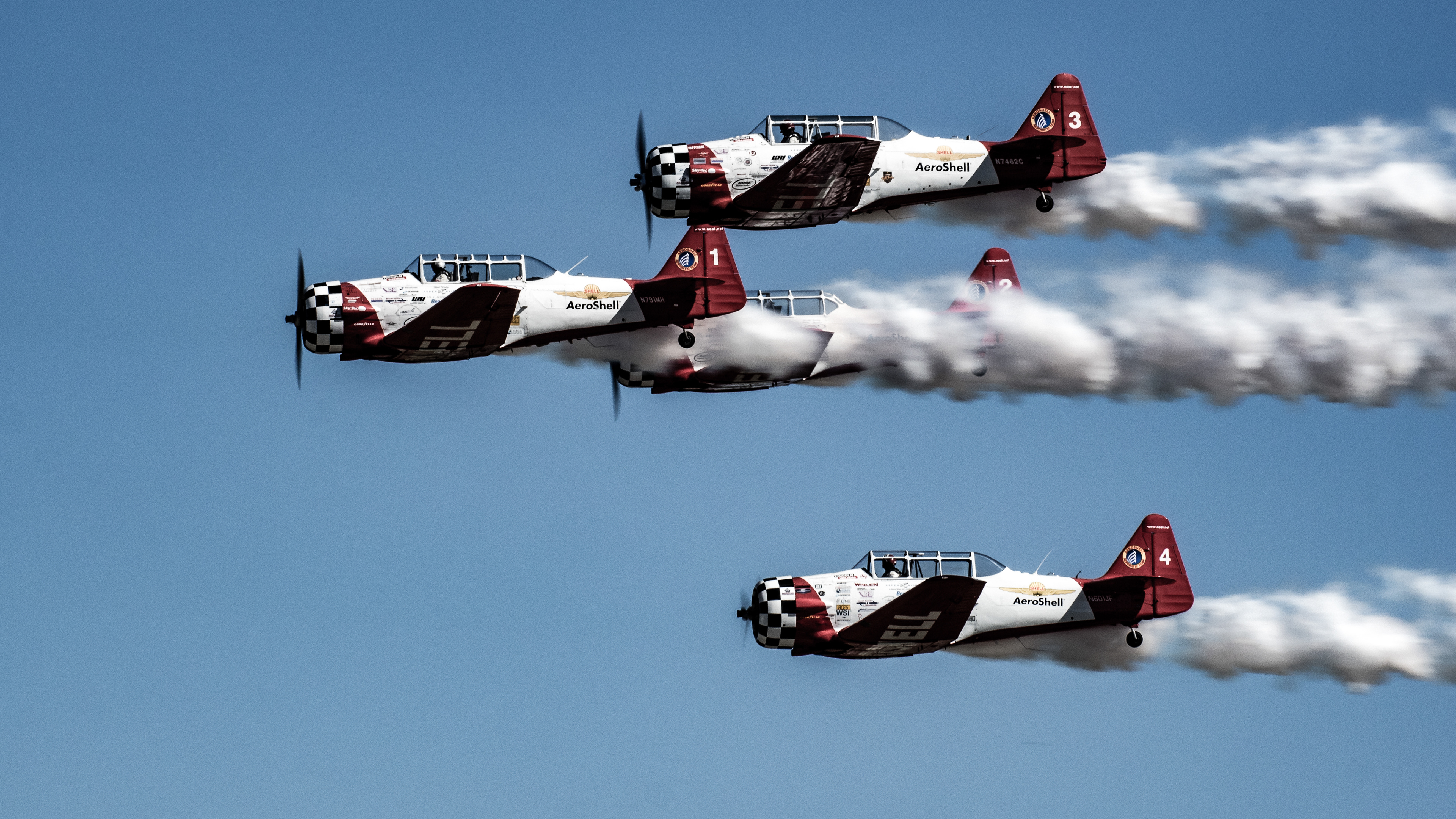 Team Aeroshell performing their amazing manuveurs during the 2016 Wings Over Houston Airshow, Houston, Texas, USA.