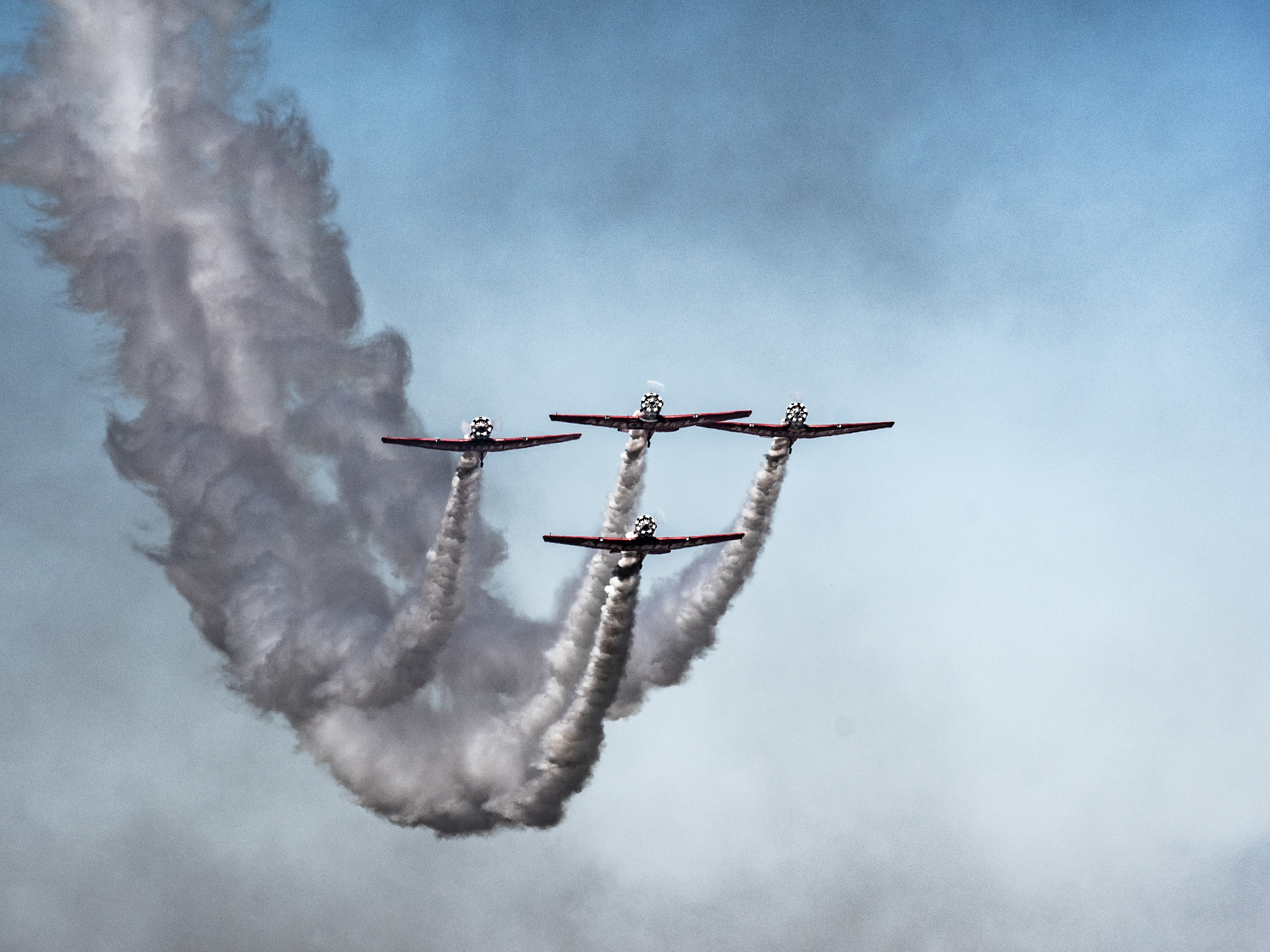Team Aeroshell performing their amazing manuveurs during the 2016 Wings Over Houston Airshow, Houston, Texas, USA.