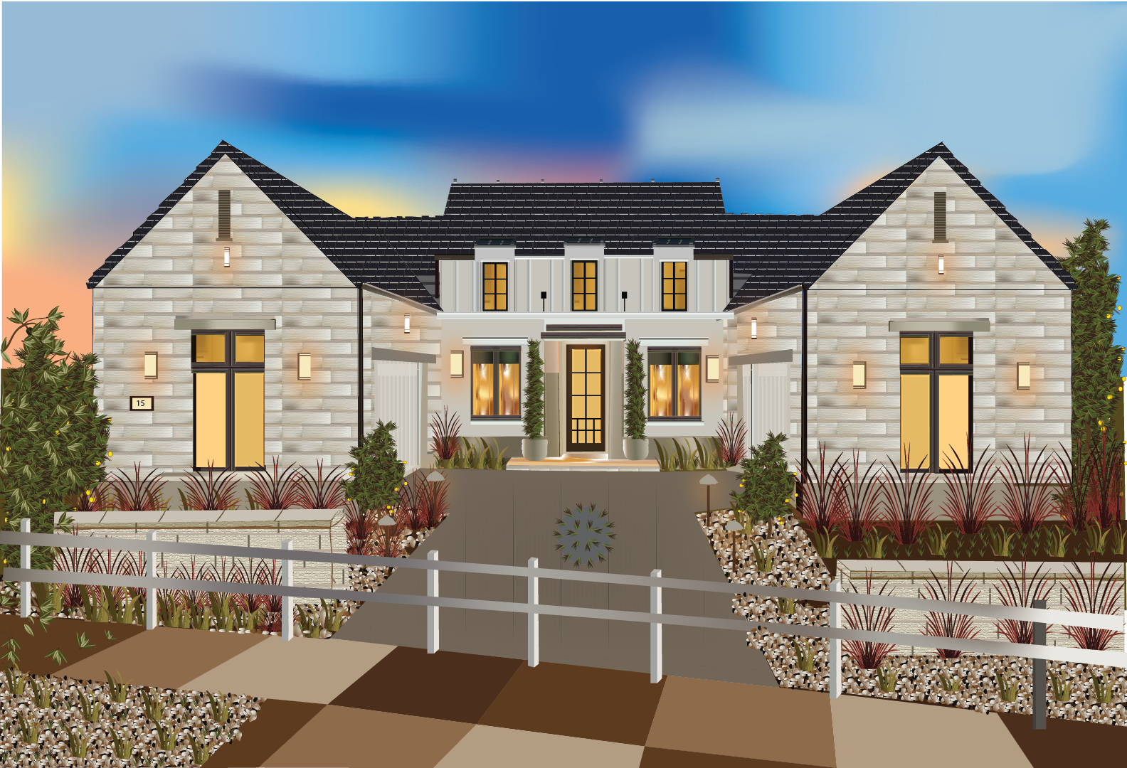 Exrerior Illustaion of luxury home