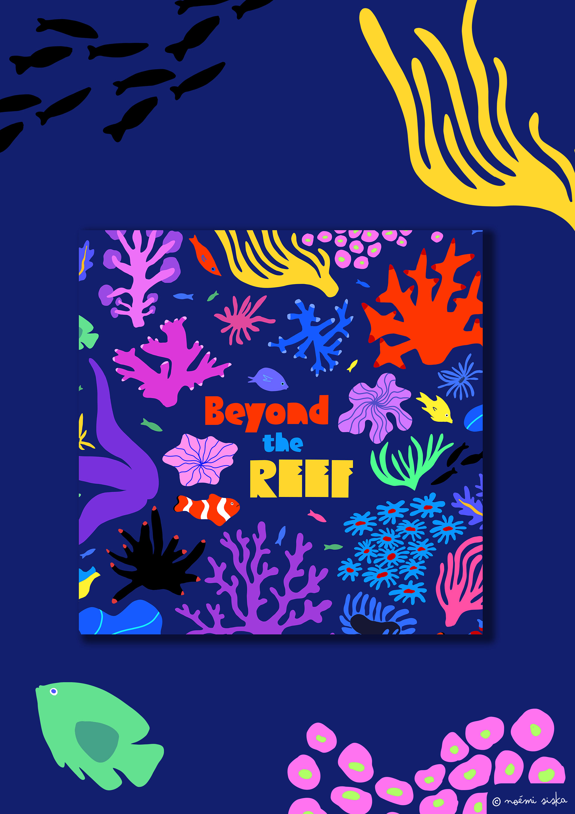 illustration coloré de jeu de société avec un thème de récif corallien