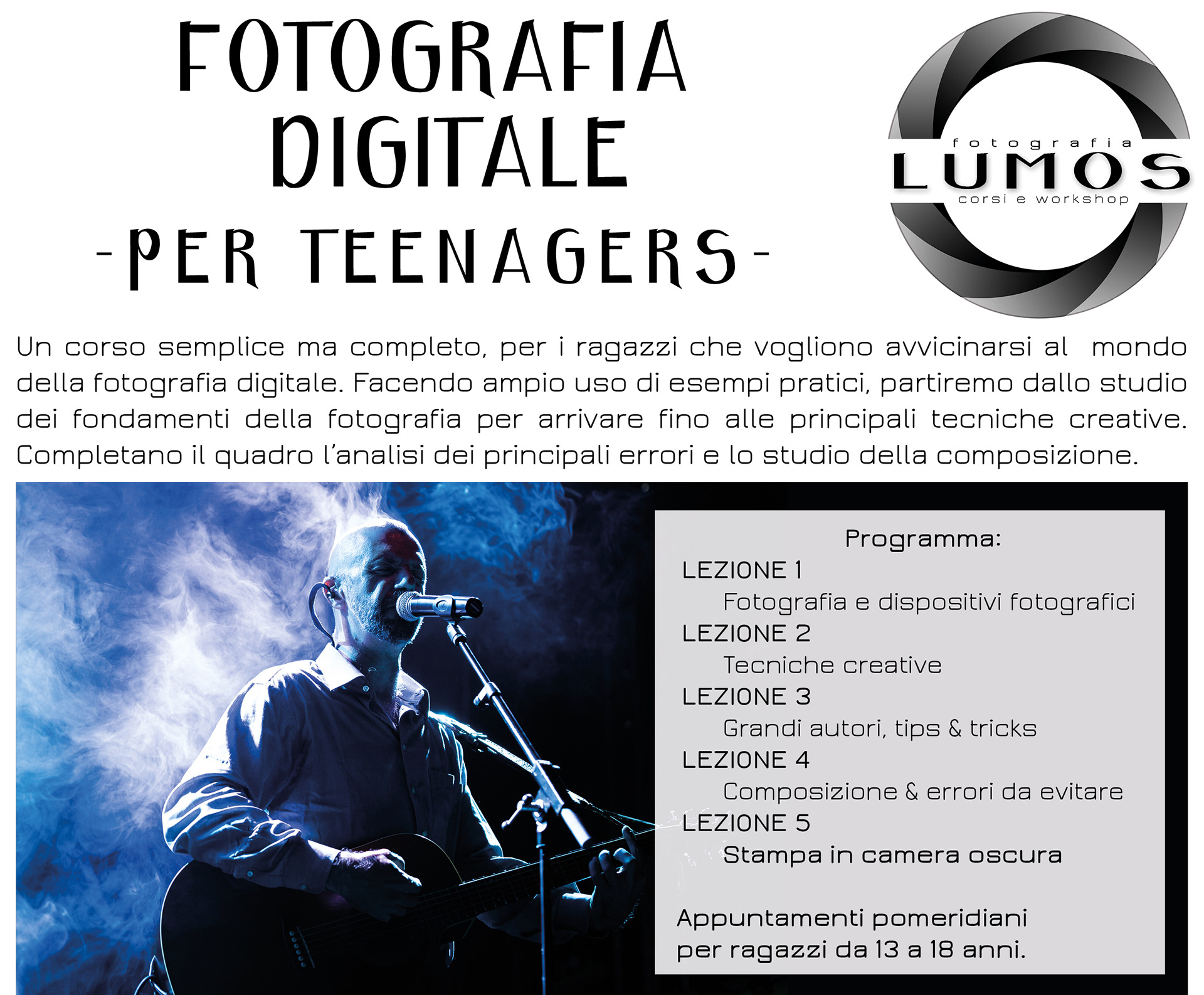 Corso base di fotografia per teenagers