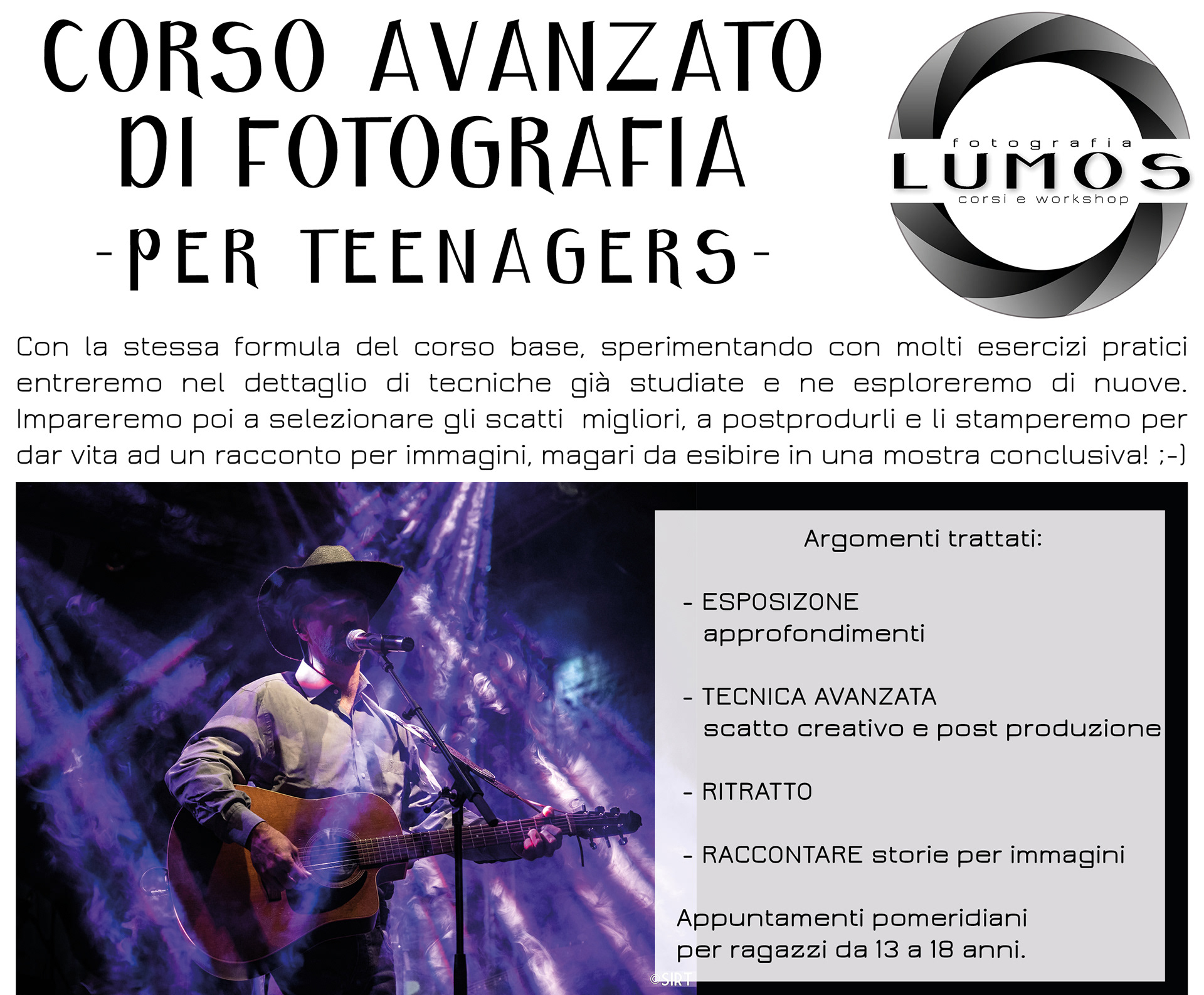Corso avanzato di fotografia per teenagers