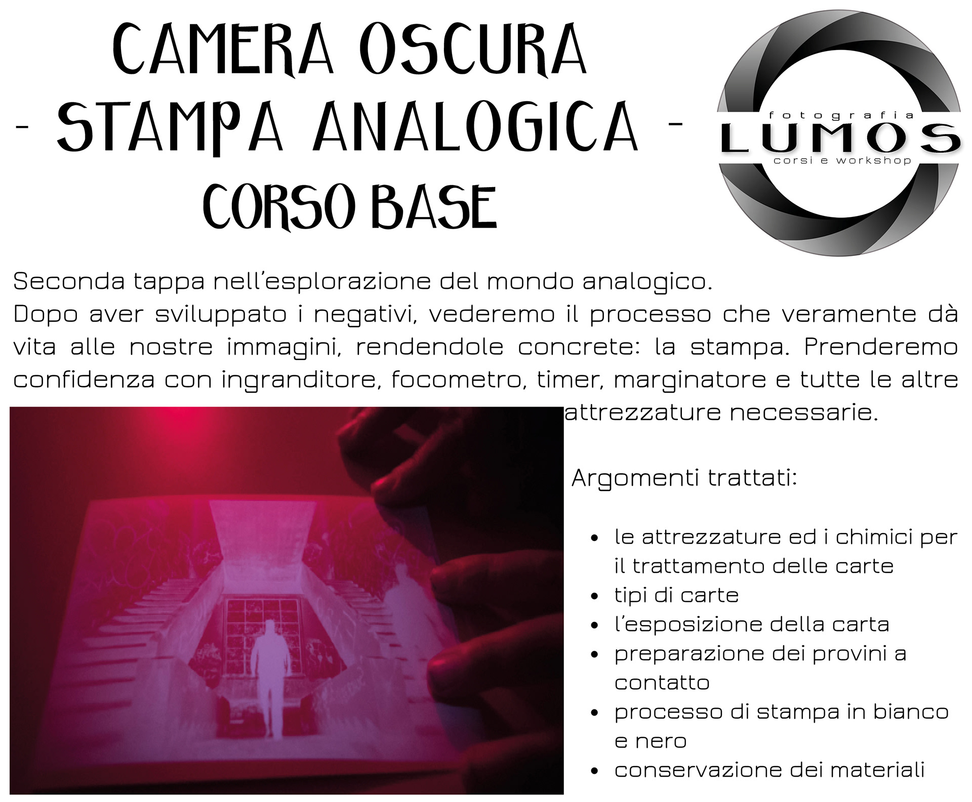 Corso di camera oscura: stampa