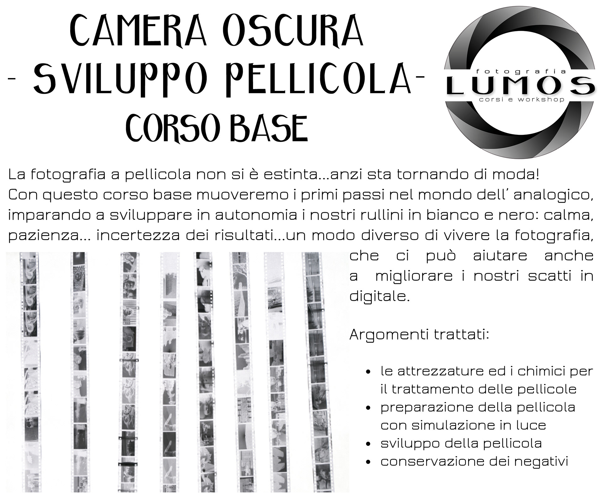 Corso di camera oscura: sviluppo pellicola