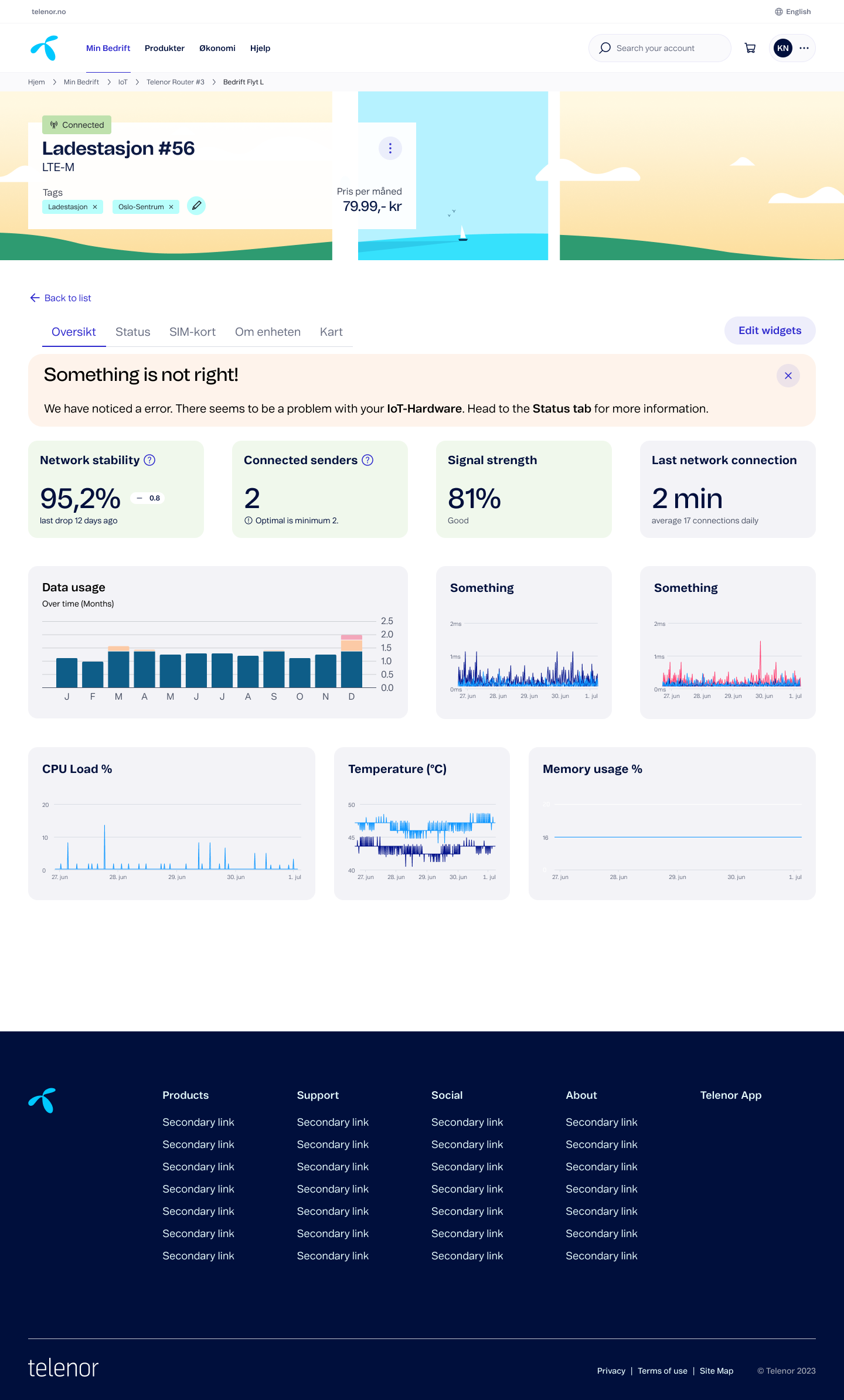 Device information page - Overview