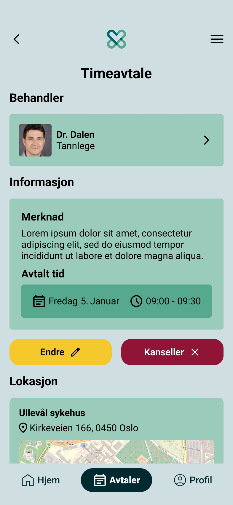 Appointment page - Mobile