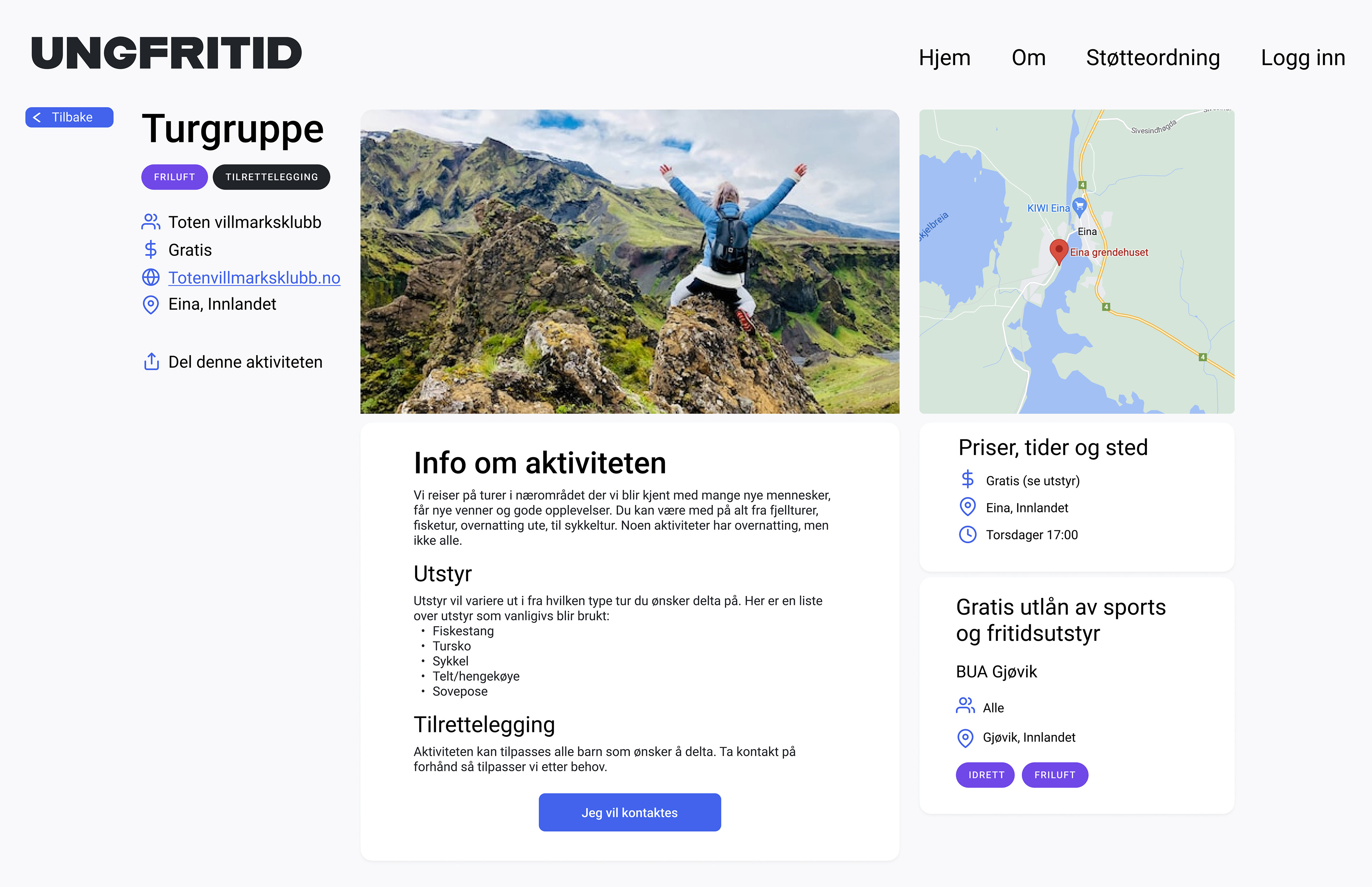 Activity page - Desktop