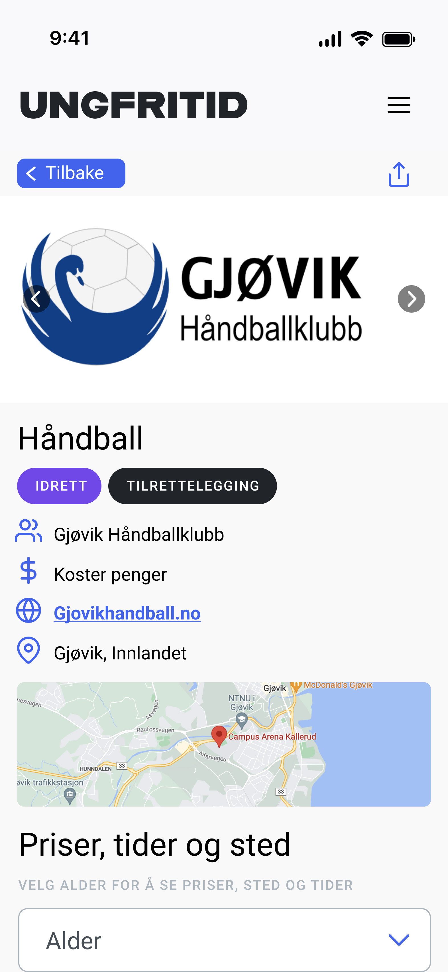 Activity page - Mobile