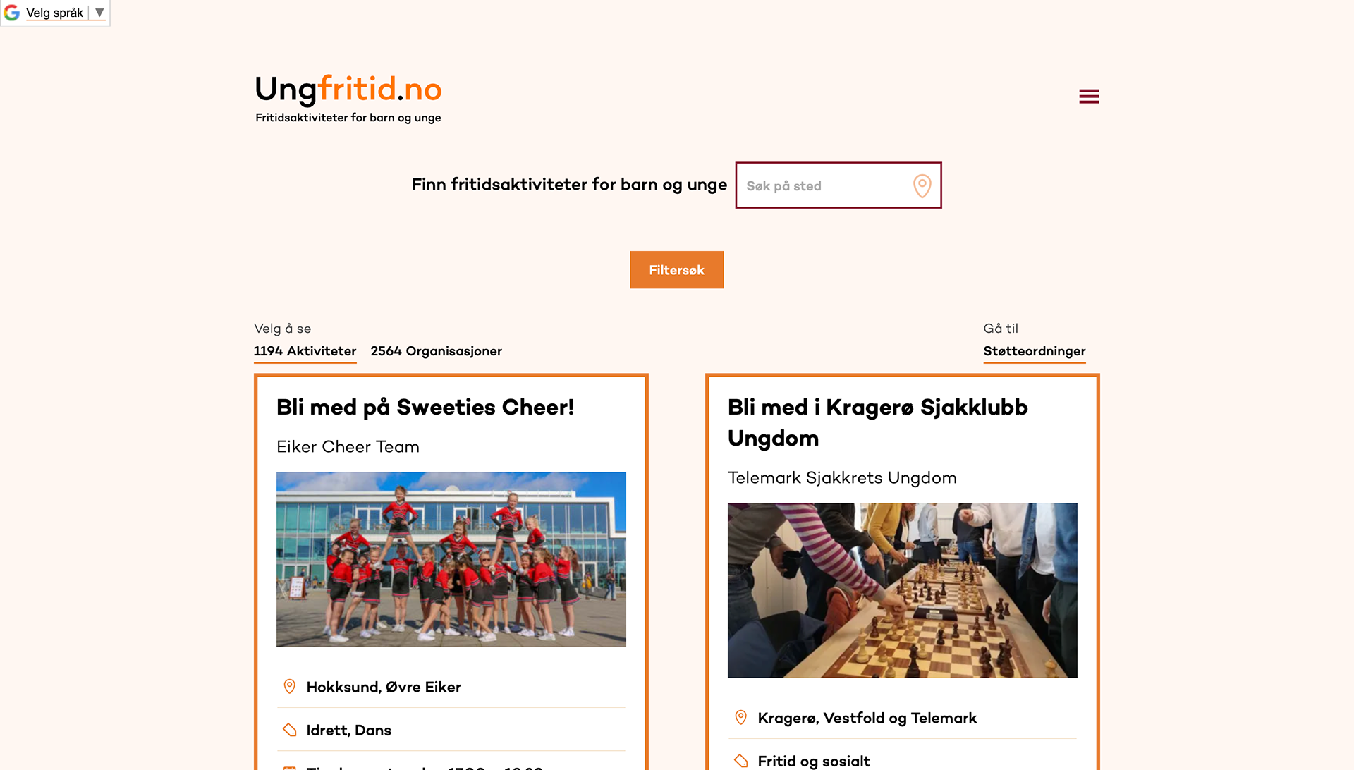 Landing page - Desktop