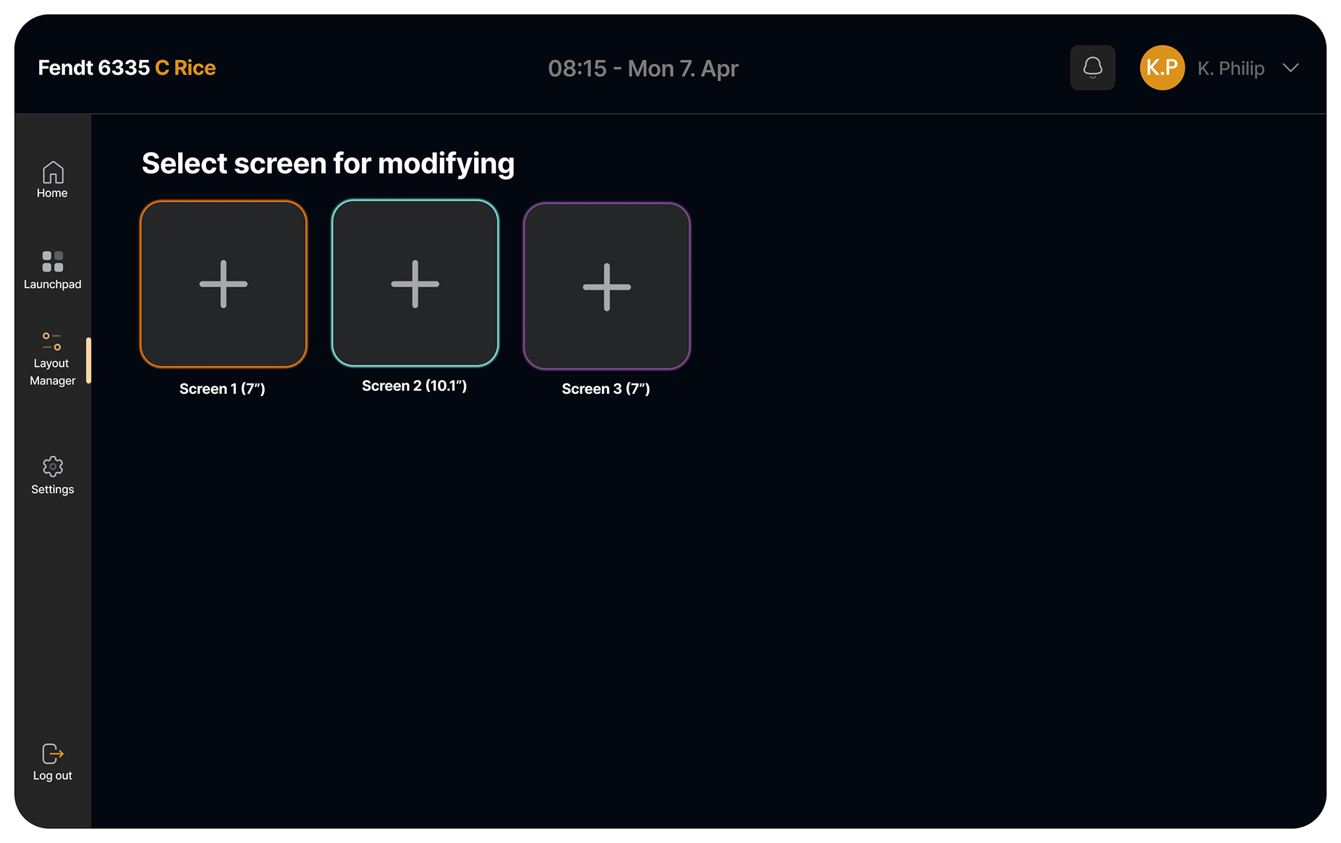 Choose a screen to modify