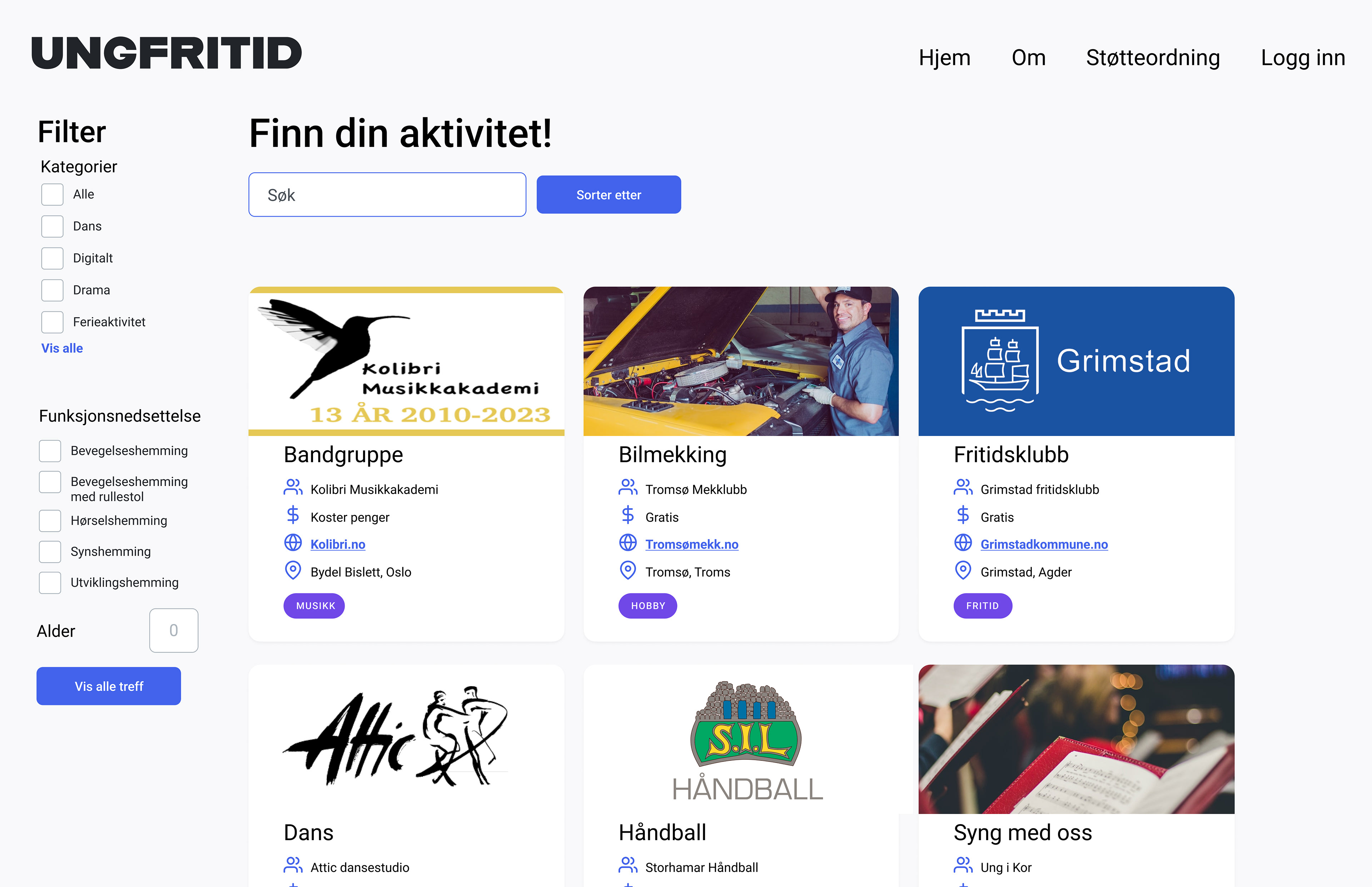 Landing page unsorted - Desktop