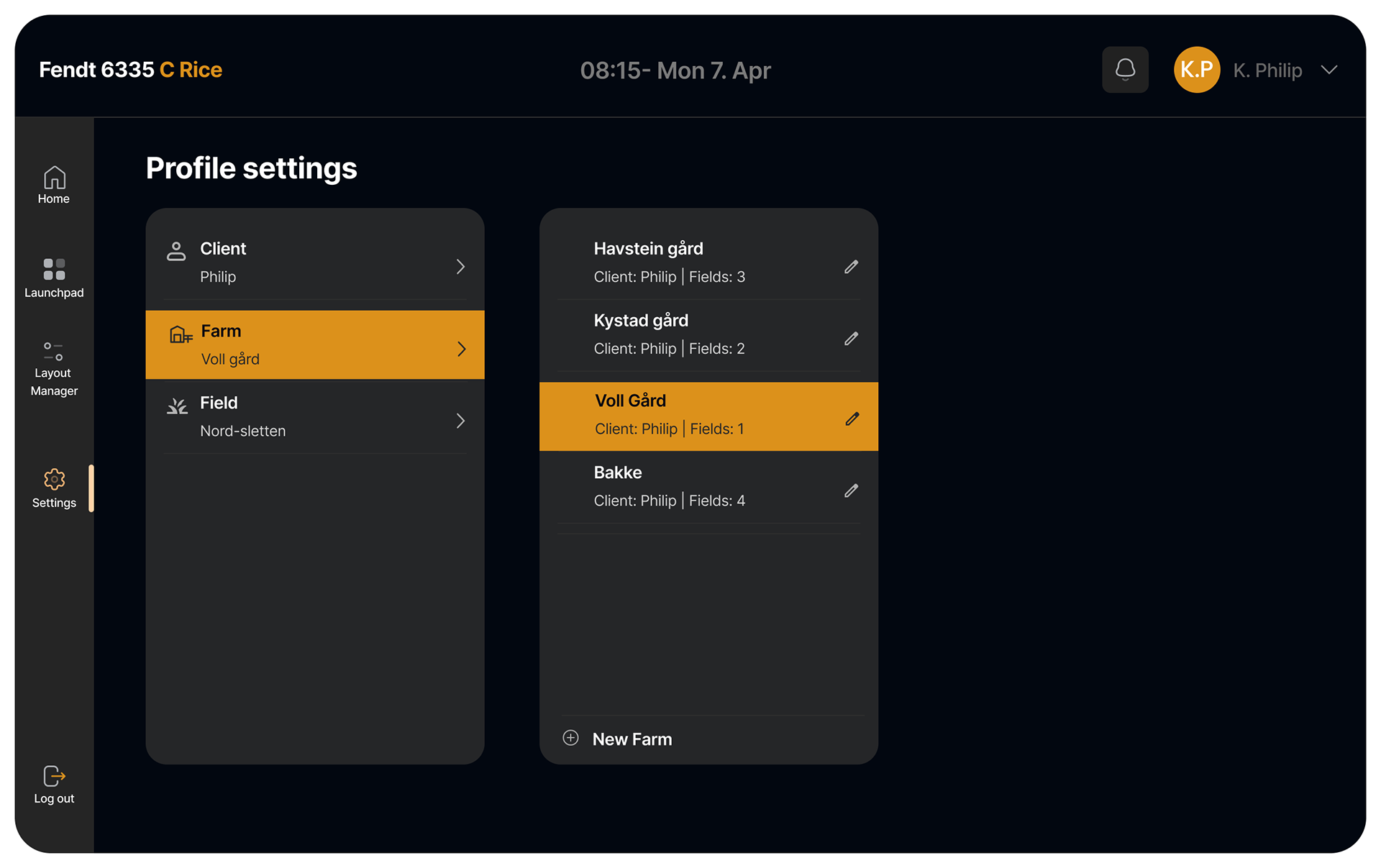 Profile settings