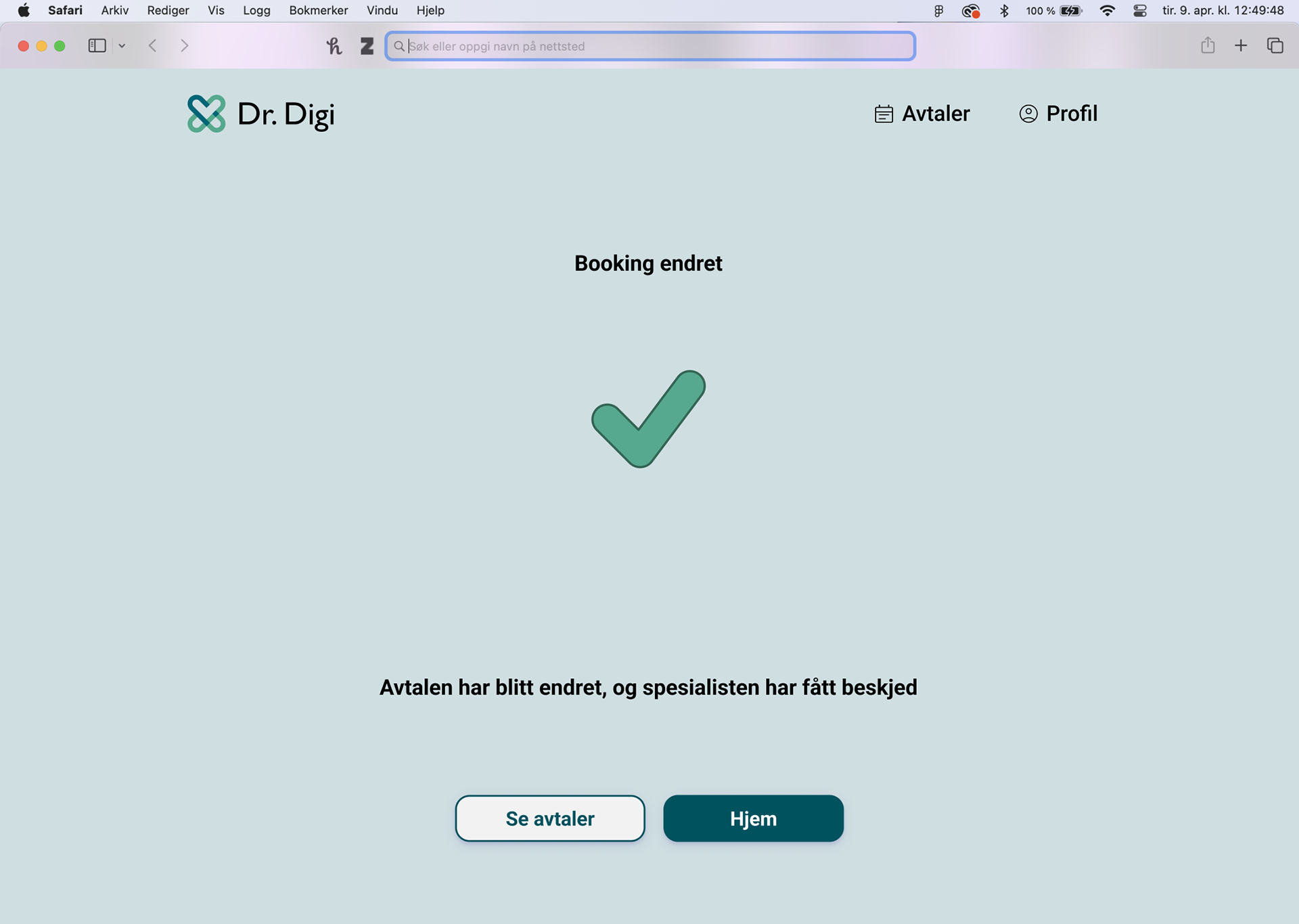 Comfirmation page - Desktop