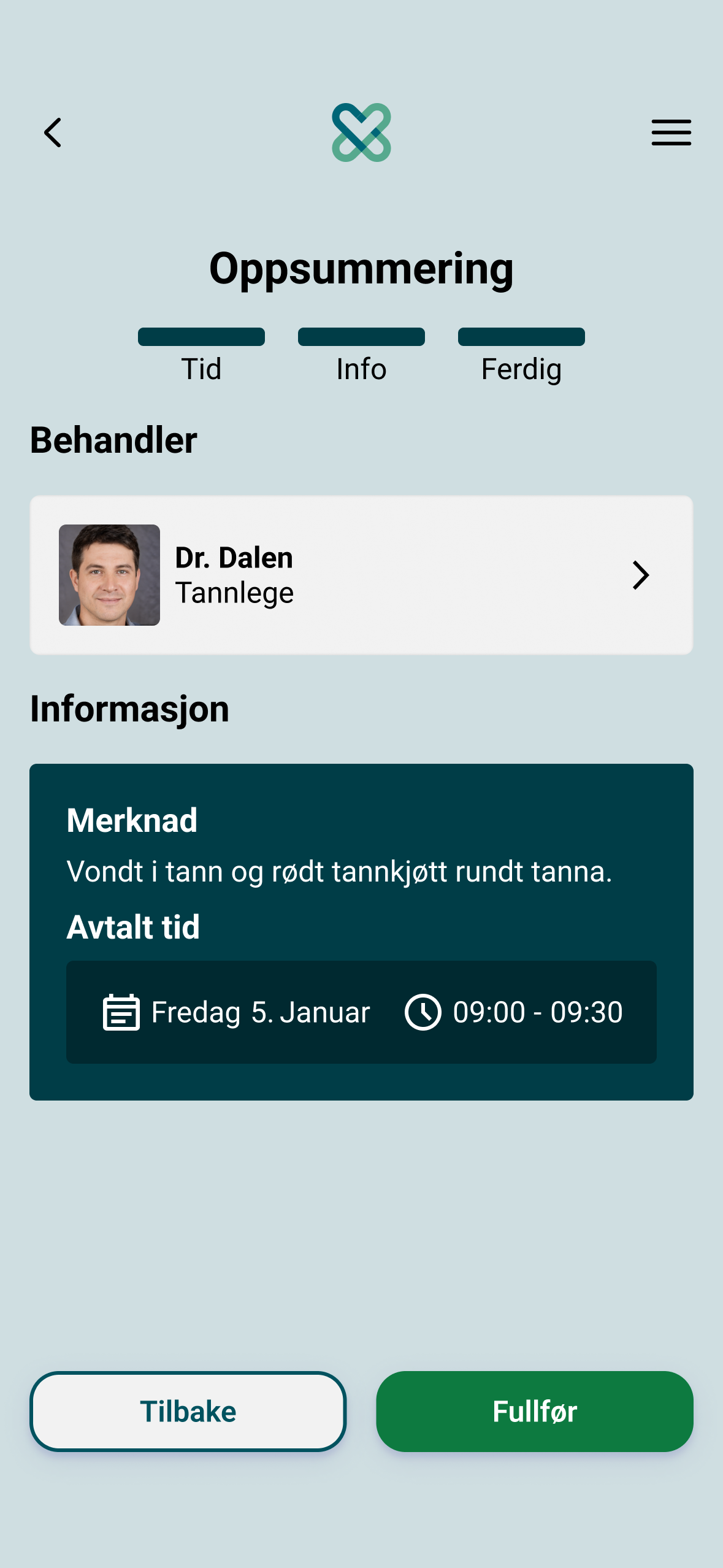 Summary page - Mobile