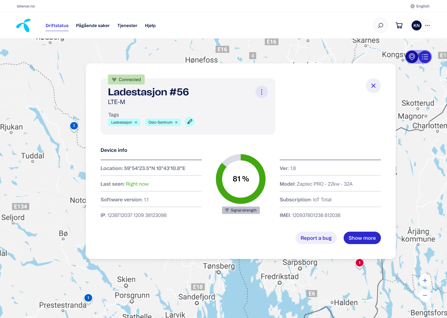Device overlay in map