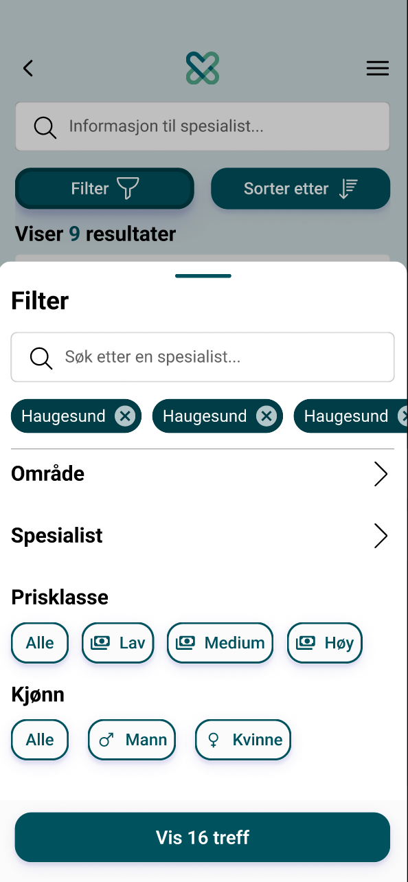 Filter overlay - Mobile