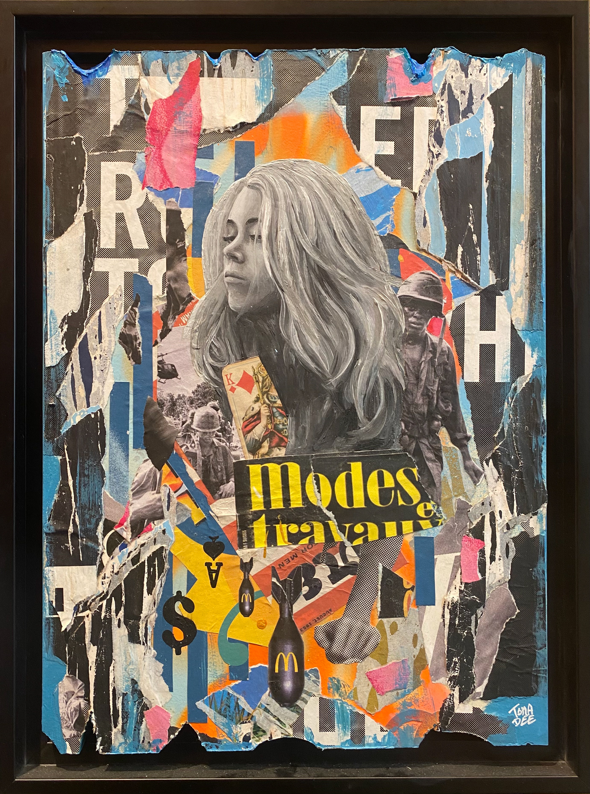Peinture et collages sur bois-450€