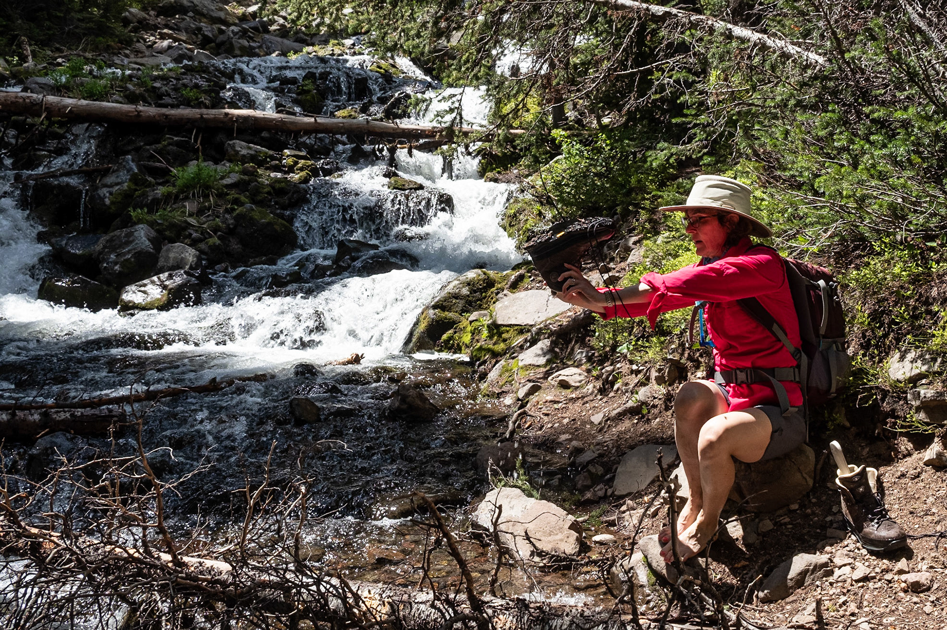 The creek, after crossing