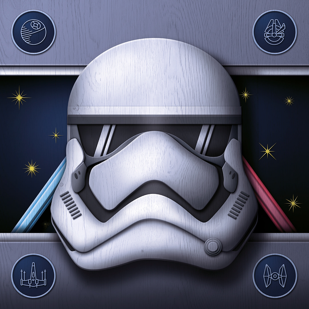 Star Wars (Ilustración simulando madera en relieve) (2021)