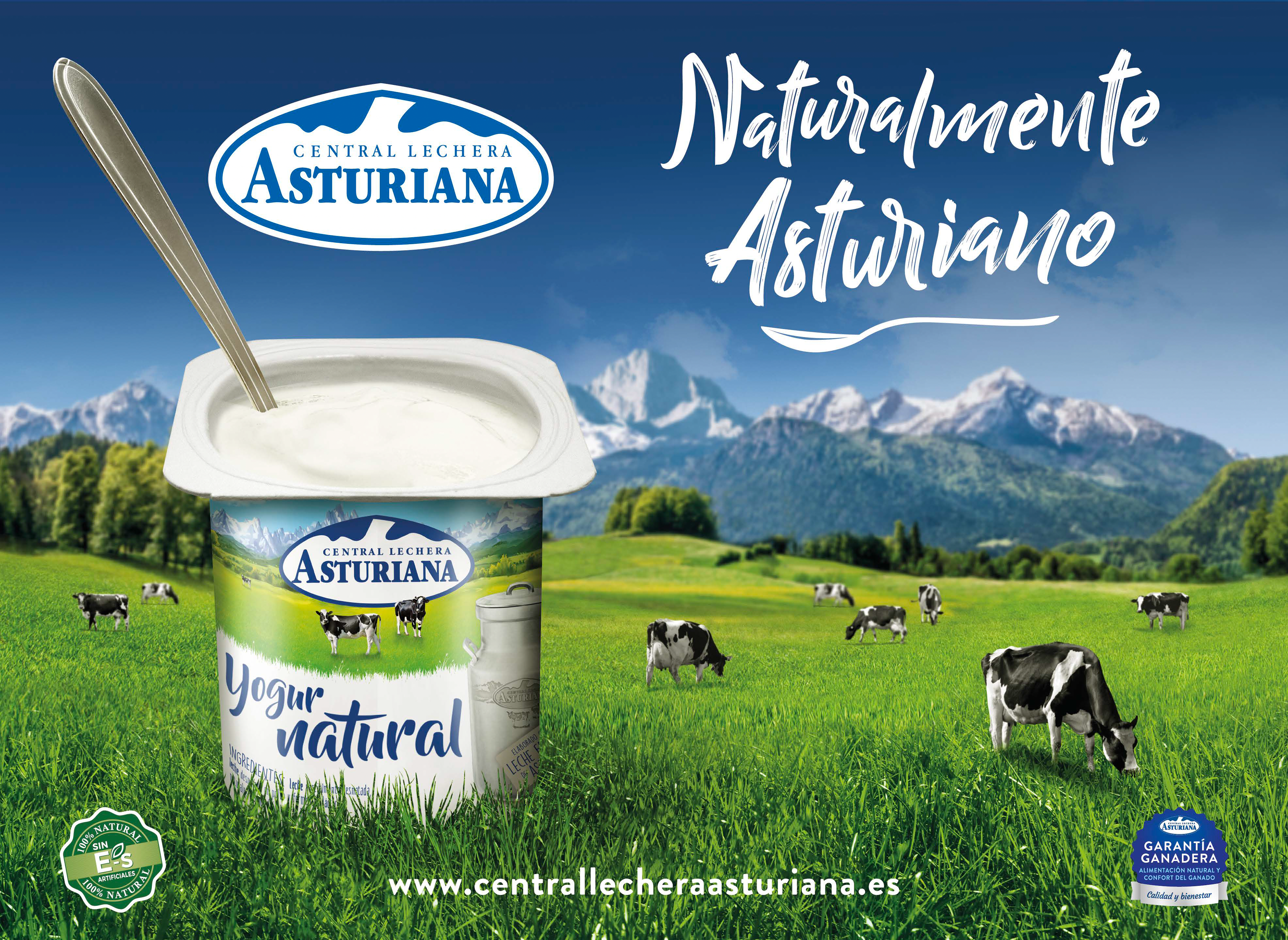 Dirección de arte y claim de la campaña de yogures “Naturalmente Asturianos” (Valla)