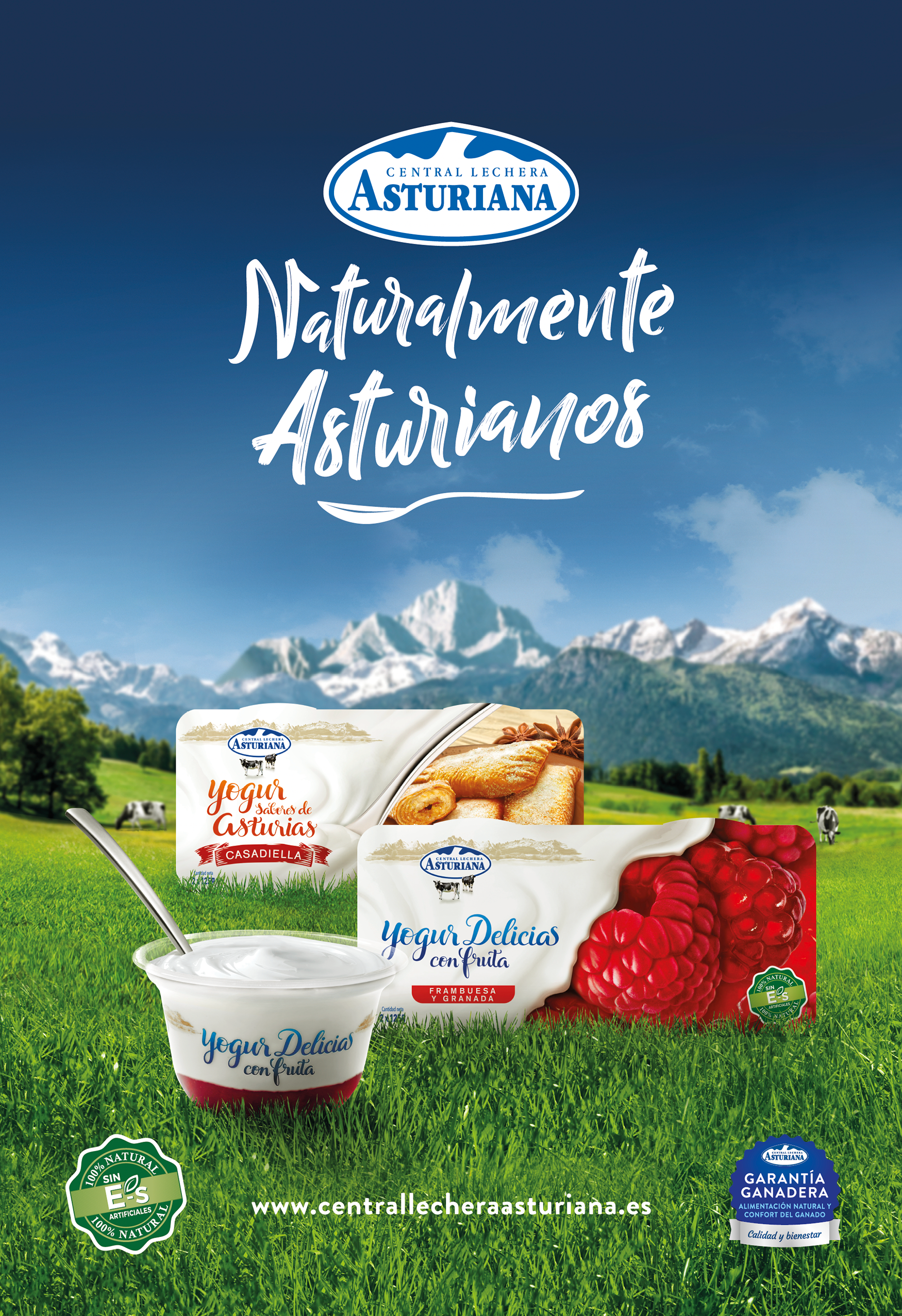 Dirección de arte y claim de la campaña de yogures “Naturalmente Asturianos” (Mupi)