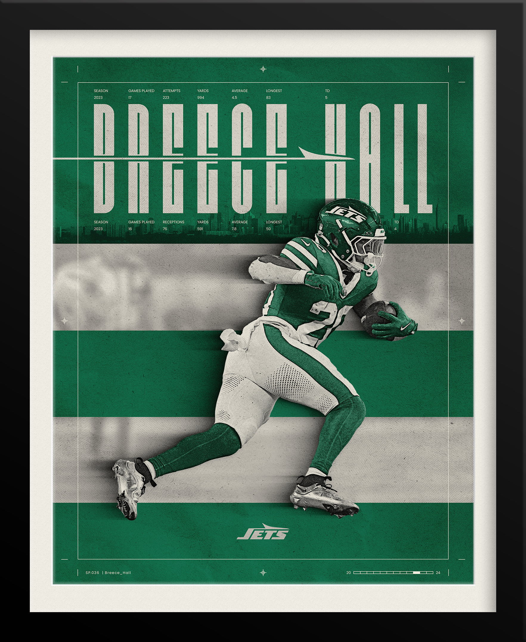Breece Hall NFL Poster — New York Jets Sports Branding by Tyler Zent