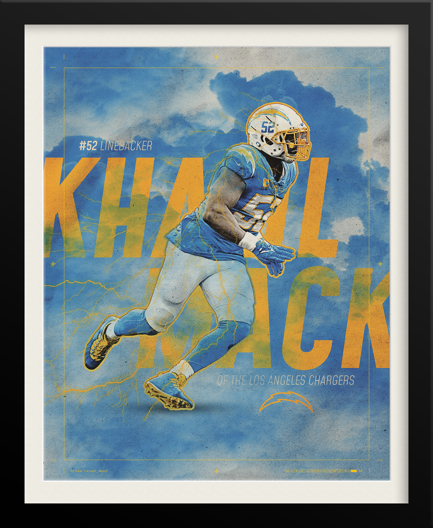 Khalil Mack NFL Poster — Blue Sky Edition, Los Angeles Chargers Sports Branding by Tyler Zent