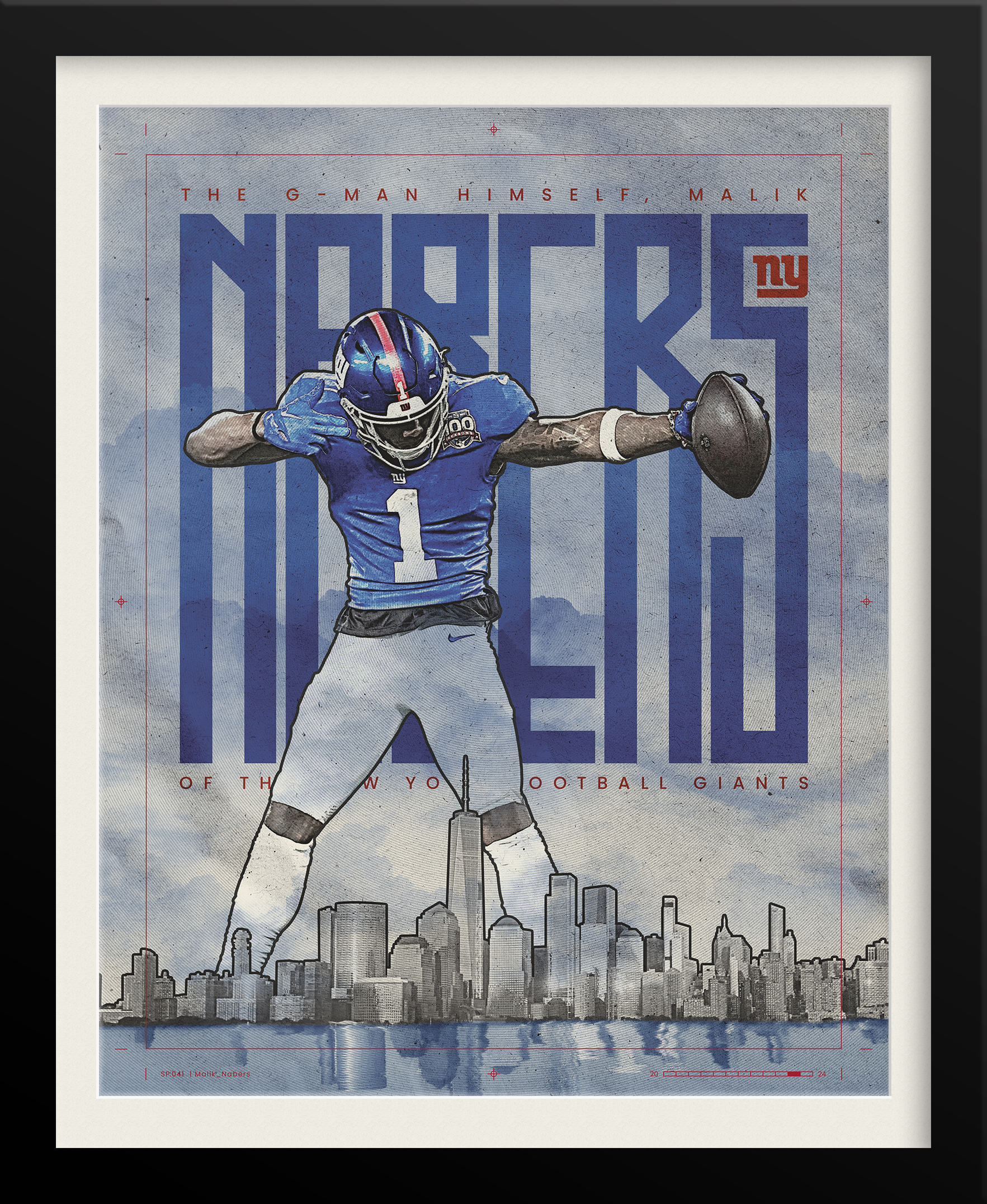Malik Nabers NFL Poster — New York Giants Sports Branding by Tyler Zent