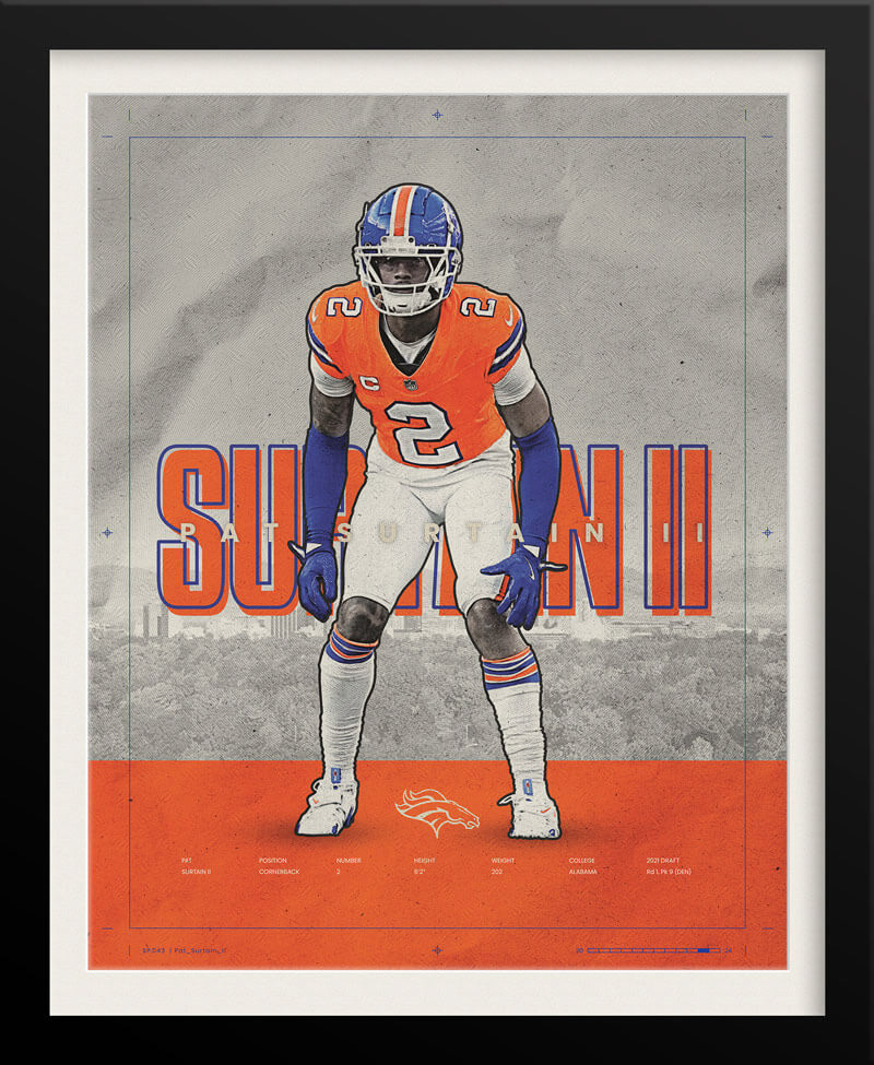 Patrick Surtain II NFL Poster — Vintage Edition, Denver Broncos Sports Branding by Tyler Zent