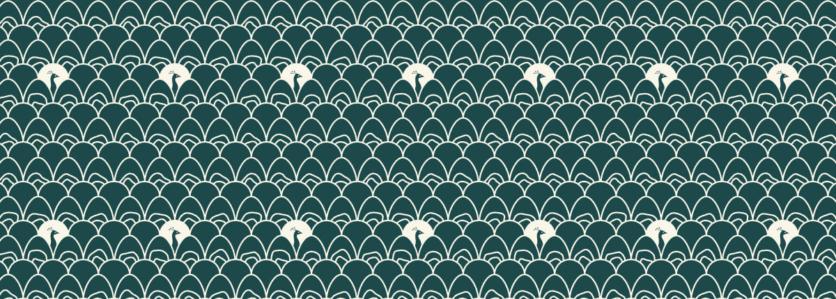 Custom wallpaper pattern for The Peacock Room featuring loose circular shapes and the brand mark, designed by Tyler Zent to reinforce the lounge’s bold, maximalist aesthetic.