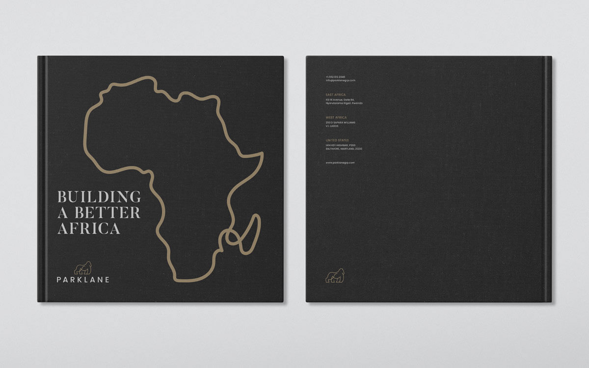 Parklane coffee table book cover featuring the refined logo and bold typography, designed to reflect the brand’s elevated presence in the development industry. Designed by Tyler Zent.