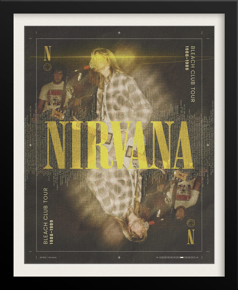 Nirvana 1988-89 Bleach Club Tour – Full Color Variant Concert Poster by Tyler Zent