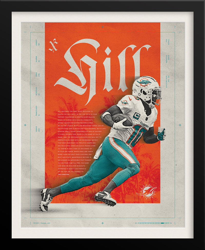 Tyreek Hill NFL Poster — Vibrant Orange Edition, Miami Dolphins Sports Branding by Tyler Zent