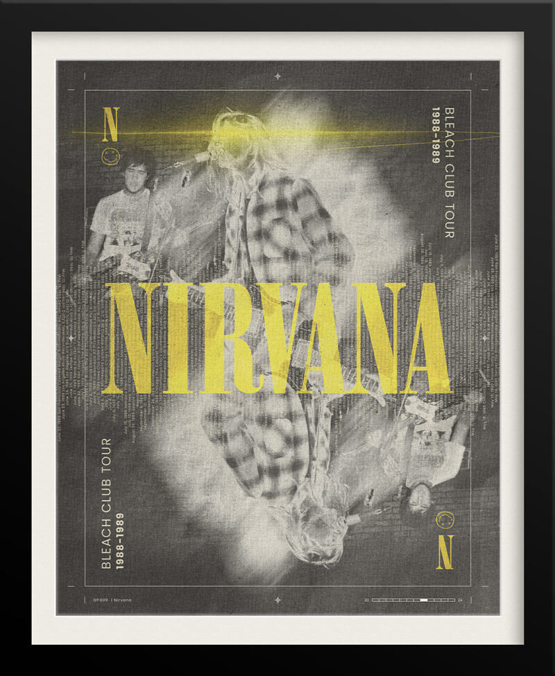 Nirvana 1988-89 Bleach Club Tour – Bleach Variant Concert Poster by Tyler Zent