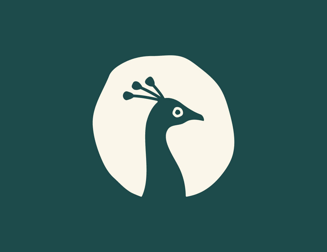 Brand mark design for The Peacock Room, featuring a distinctive icon that captures the moody and maximalist vibe, created by Tyler Zent.