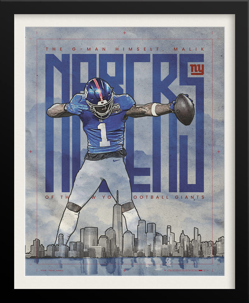 Malik Nabers NFL Poster — New York Giants Sports Branding by Tyler Zent
