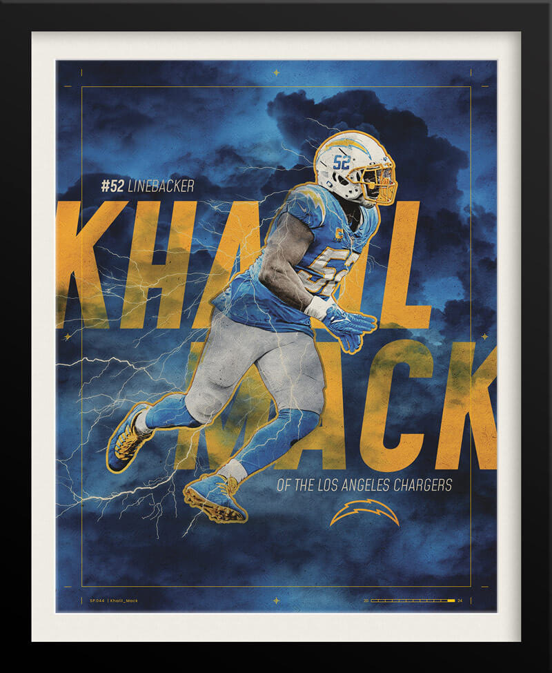 Khalil Mack NFL Poster — Dark Sky Edition, Los Angeles Chargers Sports Branding by Tyler Zent