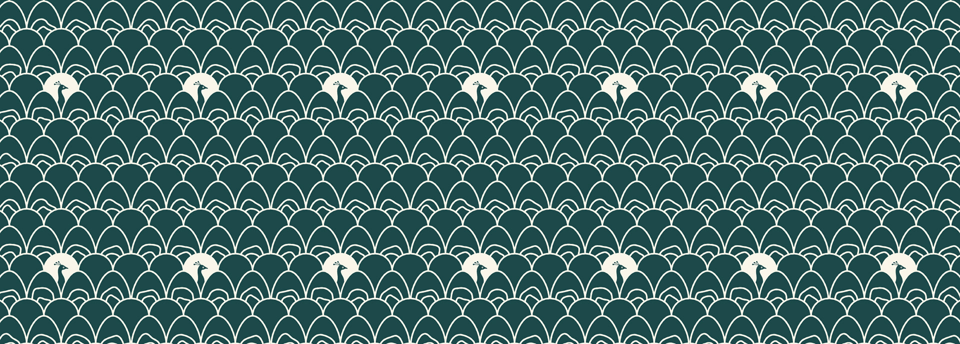 Custom wallpaper pattern for The Peacock Room featuring loose circular shapes and the brand mark, designed by Tyler Zent to reinforce the lounge’s bold, maximalist aesthetic.