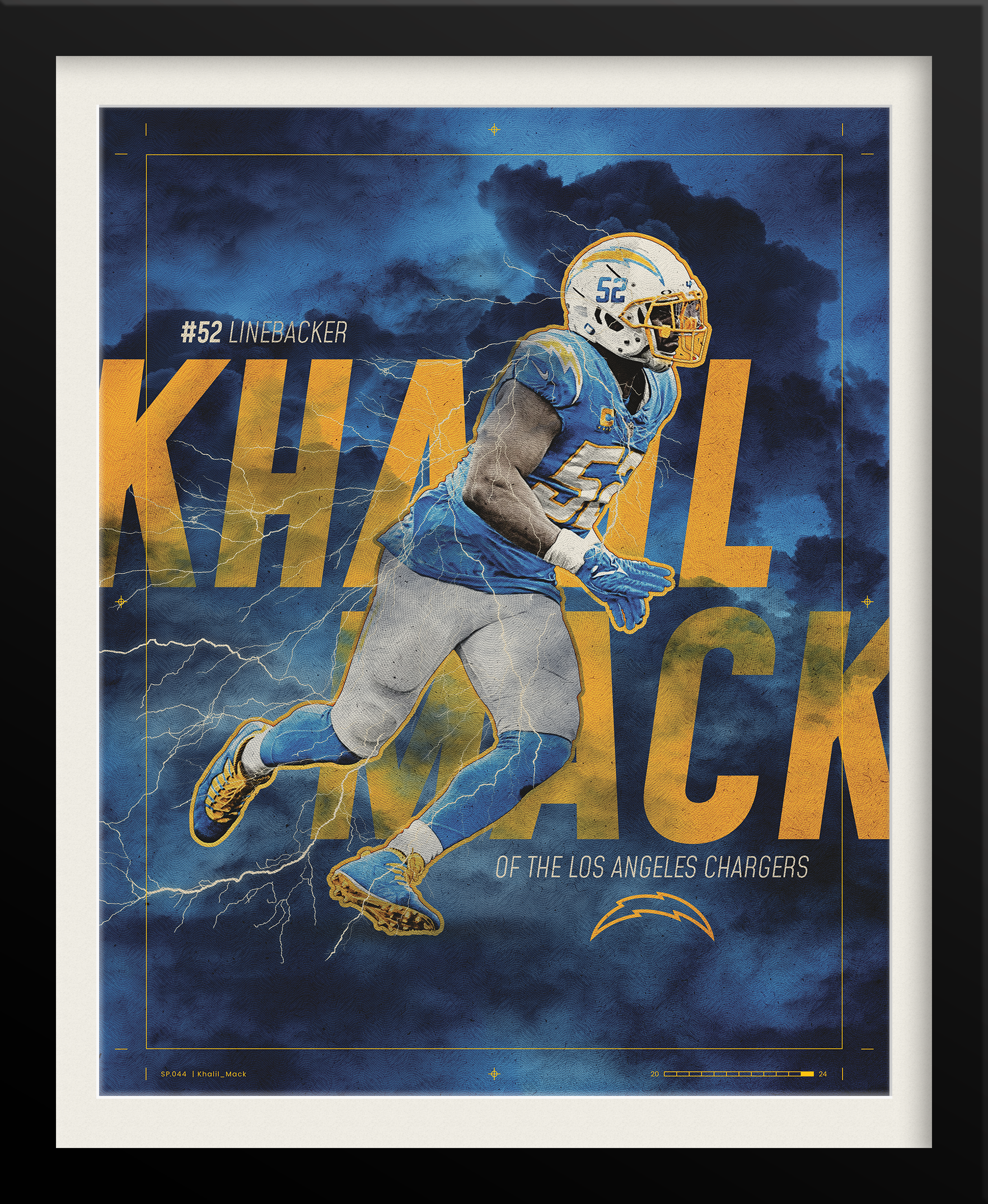 Khalil Mack NFL Poster — Dark Sky Edition, Los Angeles Chargers Sports Branding by Tyler Zent