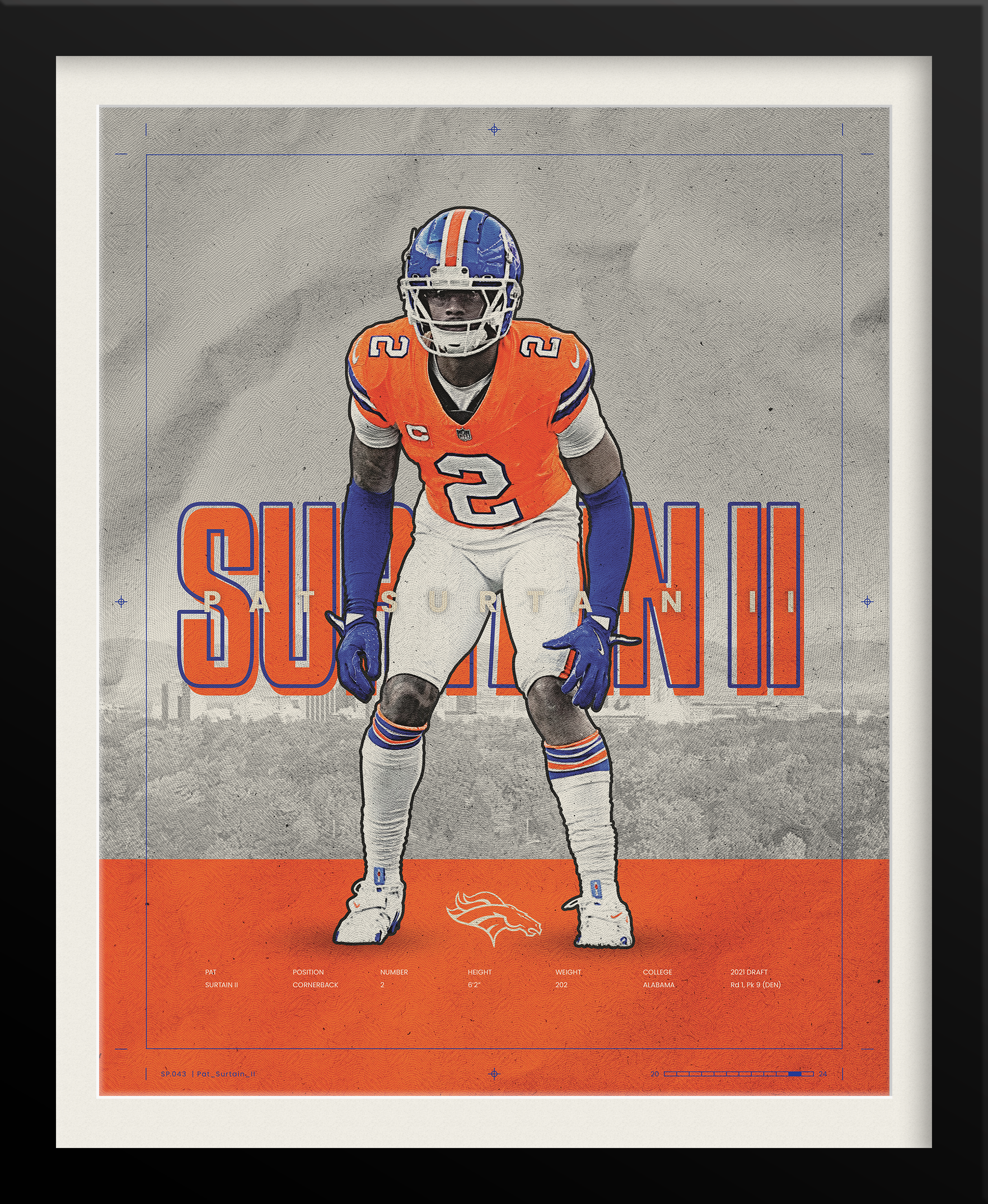 Patrick Surtain II NFL Poster — Vintage Edition, Denver Broncos Sports Branding by Tyler Zent