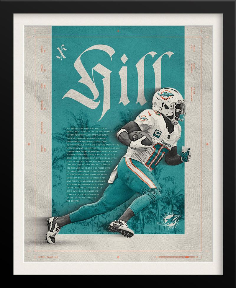 Tyreek Hill NFL Poster — Bold Teal Edition, Miami Dolphins Sports Branding by Tyler Zent