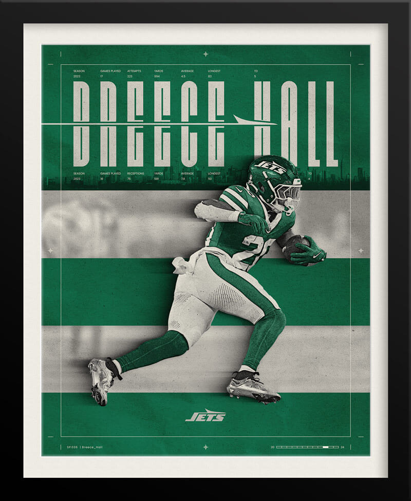 Breece Hall NFL Poster — New York Jets Sports Branding by Tyler Zent