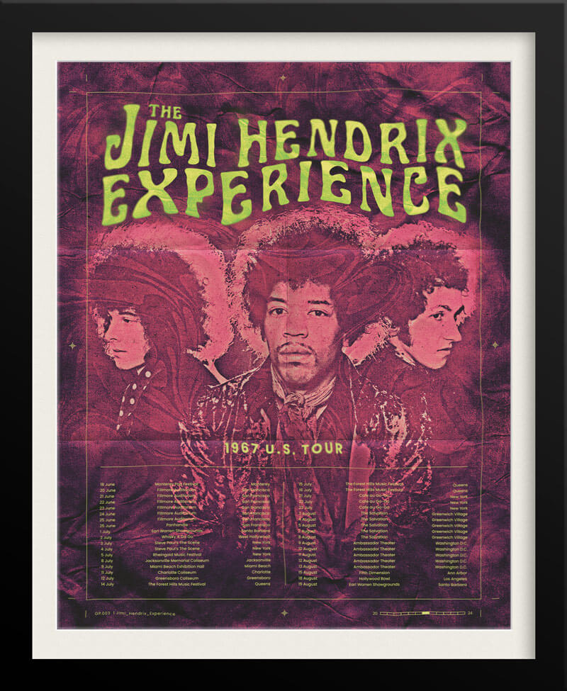 The Jimi Hendrix Experience 1967 U.S. Tour – Vintage-Inspired Concert Poster by Tyler Zent